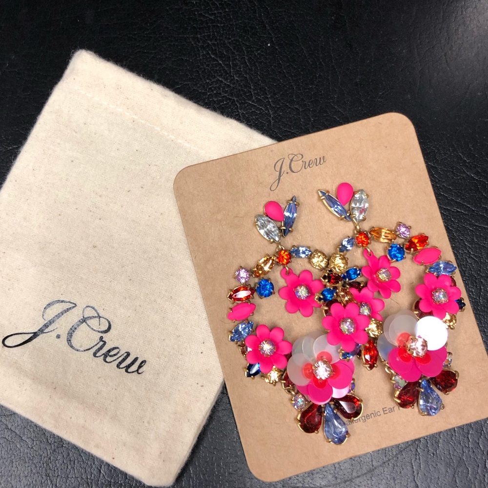 J Crew Floral Statement Earrings NEW - Picture 3 of 6